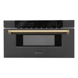 Autograph Edition Microwave Drawer with Traditional Handle in Black Stainless and Champagne Bronze (MWDZ-30-BS-CB)