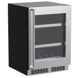 24-In Professional Built-In Beverage Center With Reversible Hinge with Door Style - Stainless Steel Frame Glass, Lock - Yes