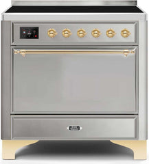 Majestic II 36 Inch Electric Freestanding Range in Stainless Steel with Brass Trim