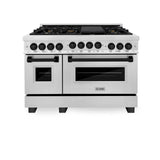 ZLINE Autograph Edition 48" 6.0 cu. ft. Range with Gas Stove and Gas Oven in DuraSnow Stainless Steel with Accents (RGSZ-SN-48) [Color: Matte Black]