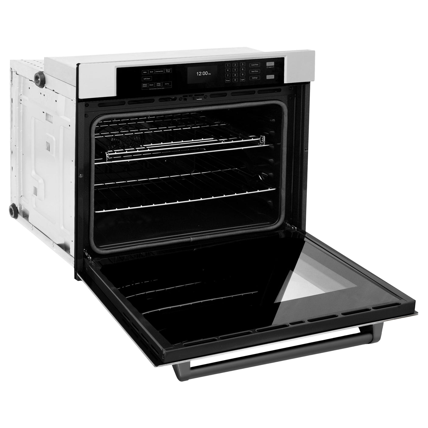 ZLINE 30 in. Autograph Edition Professional True Convection Single Wall Oven with Air Fry and Self Clean in Stainless Steel with Matte Black Handle (WASZ-30-MB)