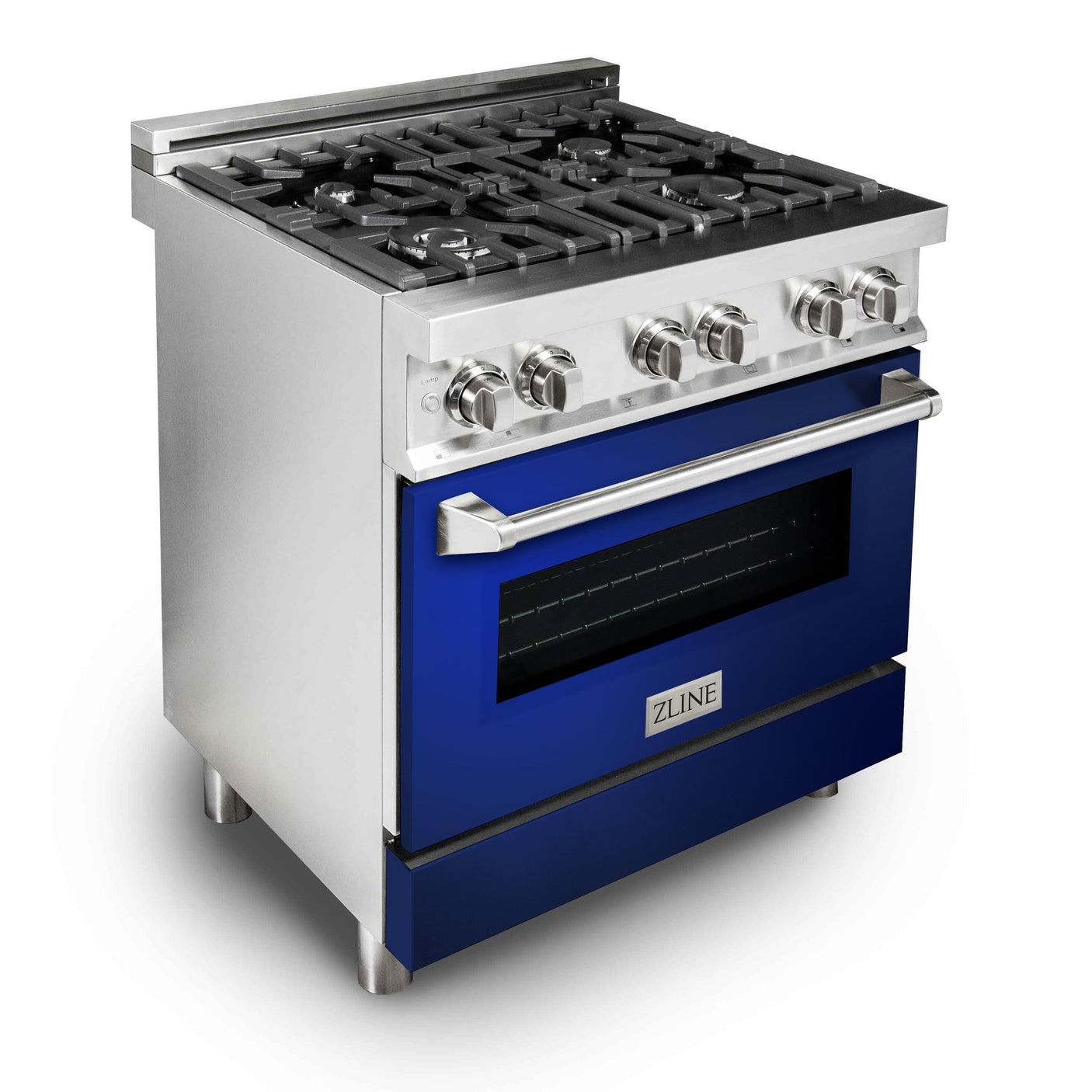 ZLINE 30 in. Dual Fuel Range with Gas Stove and Electric Oven in Stainless Steel (RA30) [Color: Blue Gloss]