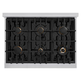 ZLINE Autograph Edition 36 in. 5.2 cu. ft. Select Dual Fuel Range with 6 Burner Gas Cooktop and Electric Convection Oven in Stainless Steel with Matte Black Accents (HDRZ-36-MB)