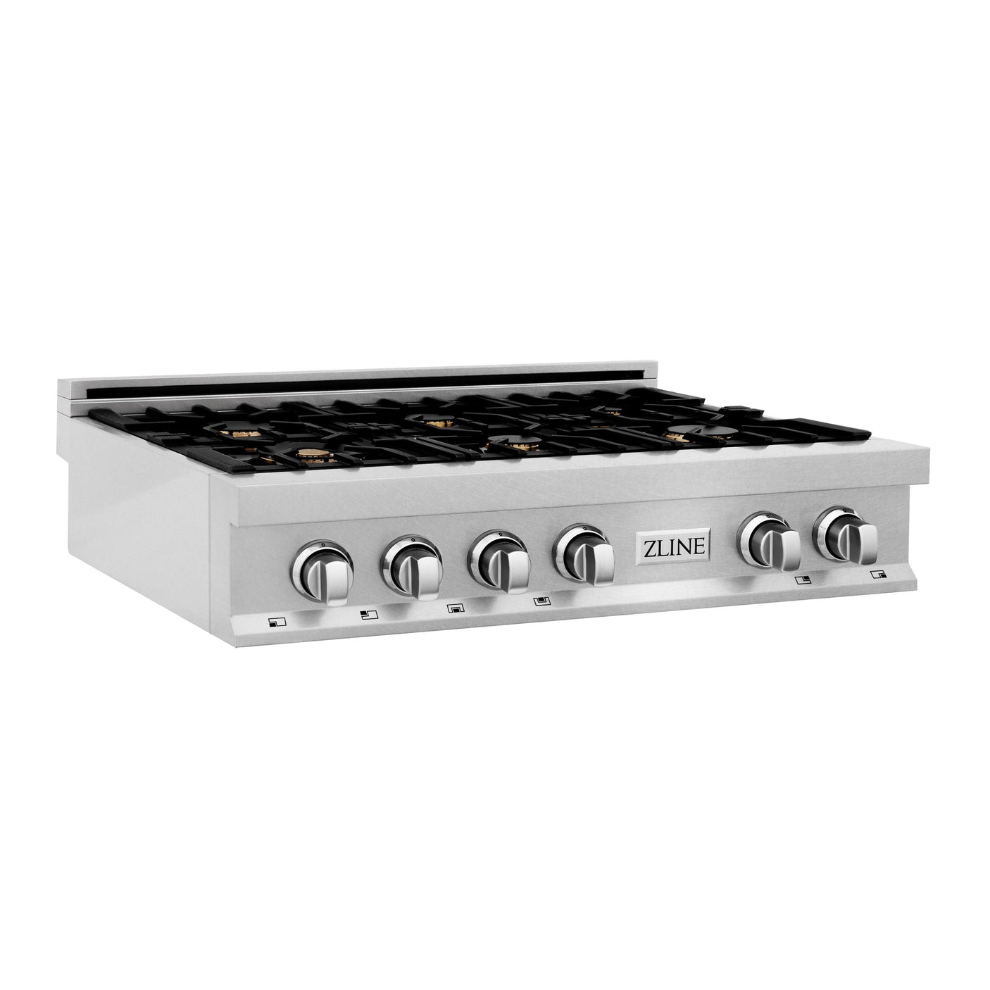 ZLINE 36 in. Porcelain Rangetop in DuraSnow Stainless Steel with 6 Gas Burners (RTS-36) Available with Brass Burners [Color: DuraSnow Stainless Steel with Brass Burners]