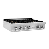 ZLINE 36 in. Porcelain Rangetop in DuraSnow Stainless Steel with 6 Gas Burners (RTS-36) Available with Brass Burners [Color: DuraSnow Stainless Steel with Brass Burners]