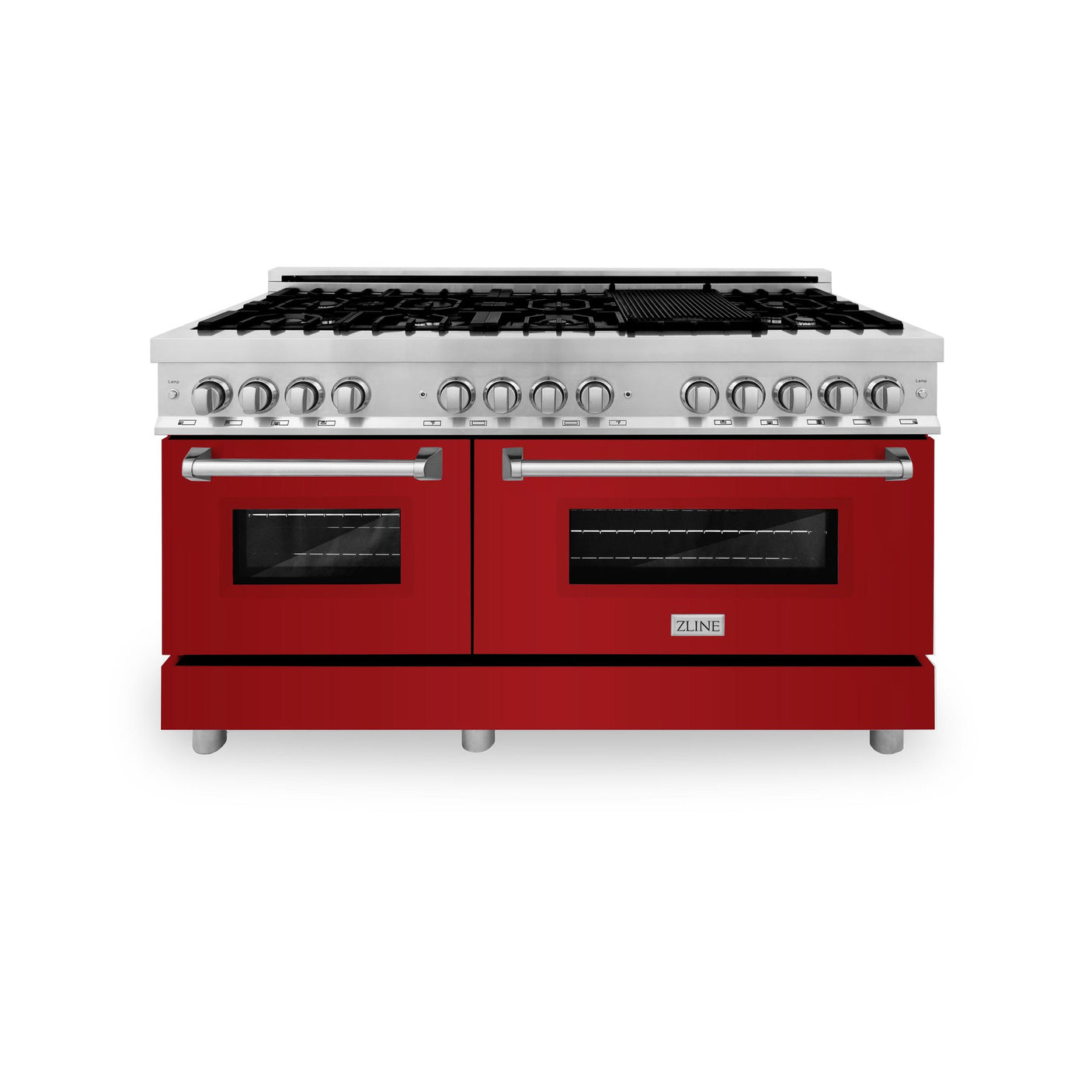 ZLINE 60 in. 7.4 cu. ft. Dual Fuel Range with Gas Stove and Electric Oven in Stainless Steel with Color Options (RA60) [Color: Blue Gloss]