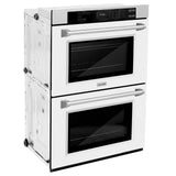 ZLINE 30 in. Professional True Convection Double Wall Oven with Air Fry and Self Clean in DuraSnow' Stainless Steel with White Matte Doors (WADS-WM-30)