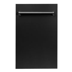 ZLINE 18 in. Compact Top Control Dishwasher with Stainless Steel Tub and Traditional Handle, 52dBa (DW-18) [Color: Black Matte]