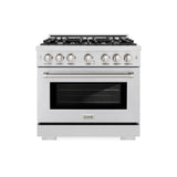 ZLINE 36 in. 5.2 cu. ft. Select Gas Range with 6 Burner Cooktop and Convection Gas Oven in DuraSnow' Stainless Steel (HGRS-36)