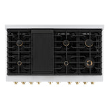 ZLINE Autograph Edition 48 in. 6.7 cu. ft. 8 Burner Double Oven Gas Range in Stainless Steel and Polished Gold Accents (SGRZ-48-G)