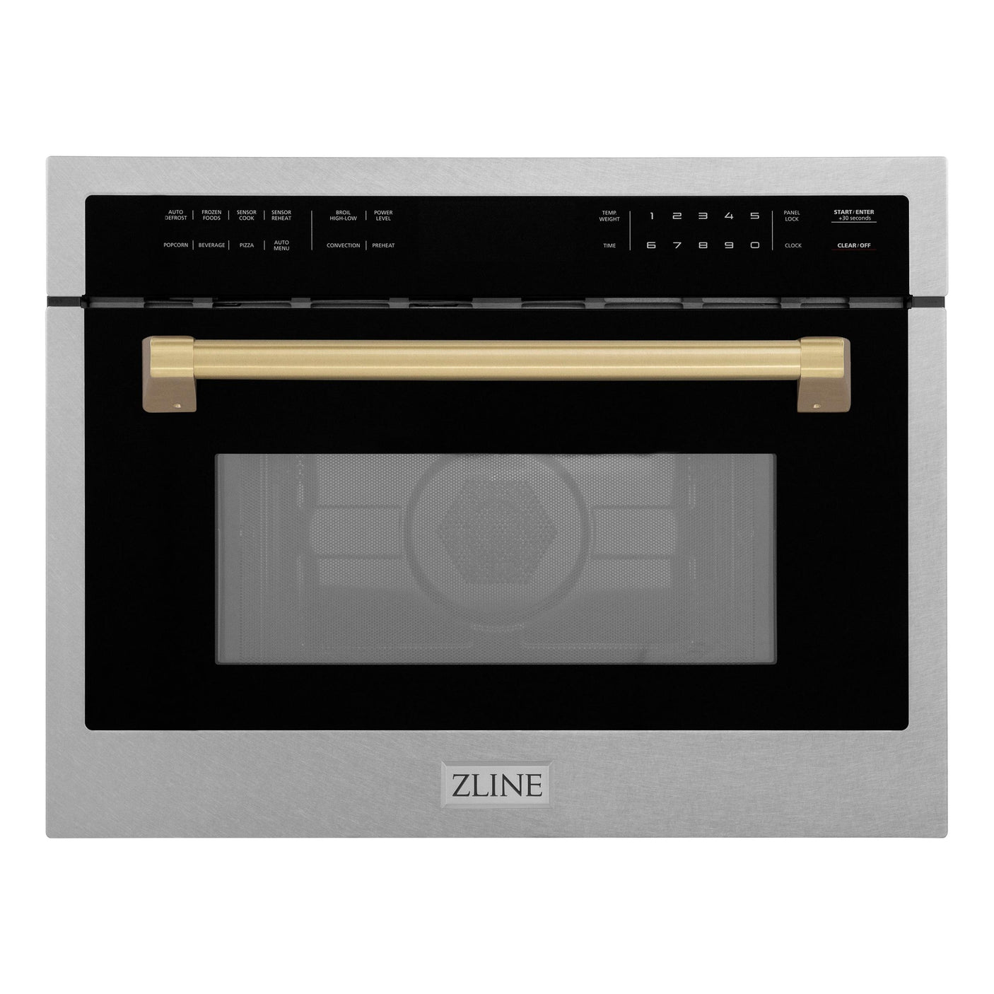 ZLINE Autograph Edition 24" 1.6 cu ft. Built-in Convection Microwave Oven in Fingerprint Resistant Stainless Steel with Champagne Bronze Accents (MWOZ-24-SS-CB)