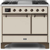 Majestic II 40 Inch Dual Fuel Liquid Propane Freestanding Range in Antique White with Bronze Trim