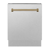 ZLINE Autograph Edition 24" 3rd Rack Top Control Tall Tub Dishwasher in DuraSnow Stainless Steel with Accent Handle, 51dBa (DWVZ-SN-24) [Color: Champagne Bronze]