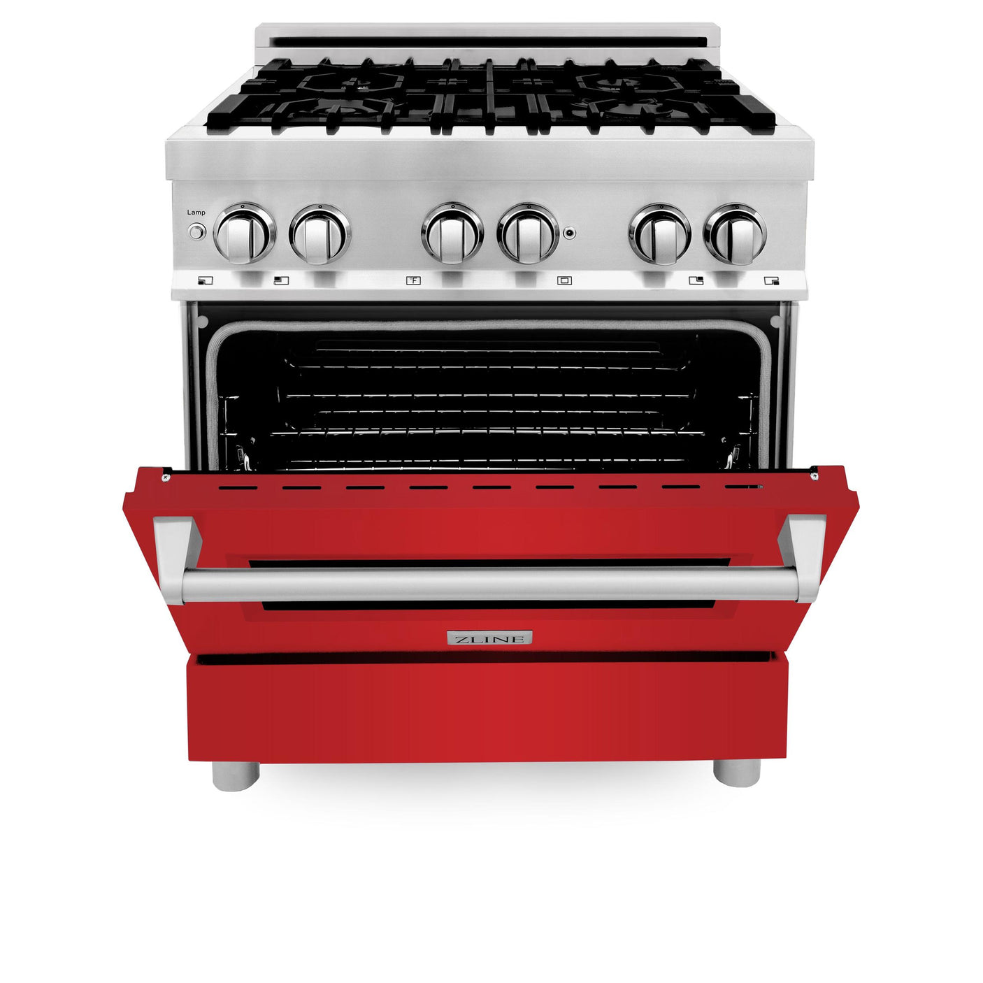 ZLINE 30 in. Dual Fuel Range with Gas Stove and Electric Oven in Stainless Steel (RA30) [Color: Red Matte]