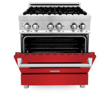 ZLINE 30 in. Dual Fuel Range with Gas Stove and Electric Oven in Stainless Steel (RA30) [Color: Red Matte]