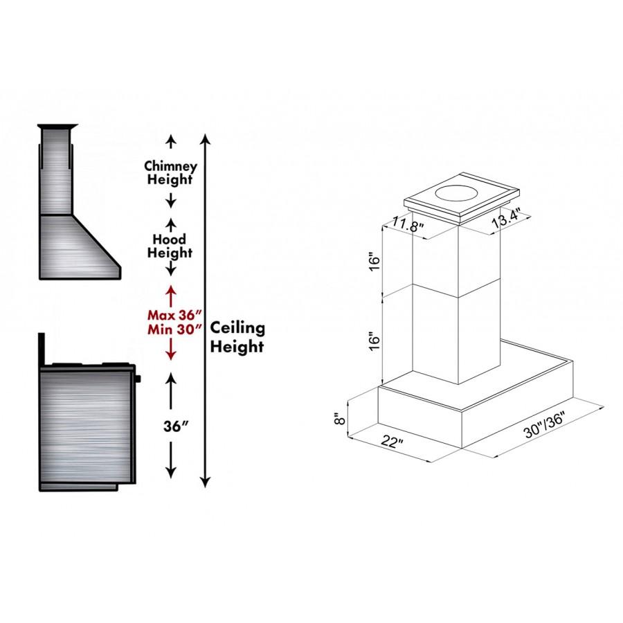 ZLINE Dual Remote Blower Designer Series Wooden Wall Mount Range Hood in Butcher Block (681M-RD) [Size: 36 Inch, CFM: 700]