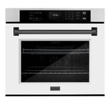 ZLINE 30 in. Autograph Edition Professional True Convection Single Wall Oven with Air Fry and Self Clean in Stainless Steel with White Matte Door and Matte Black Handle (WASZ-WM-30-MB)