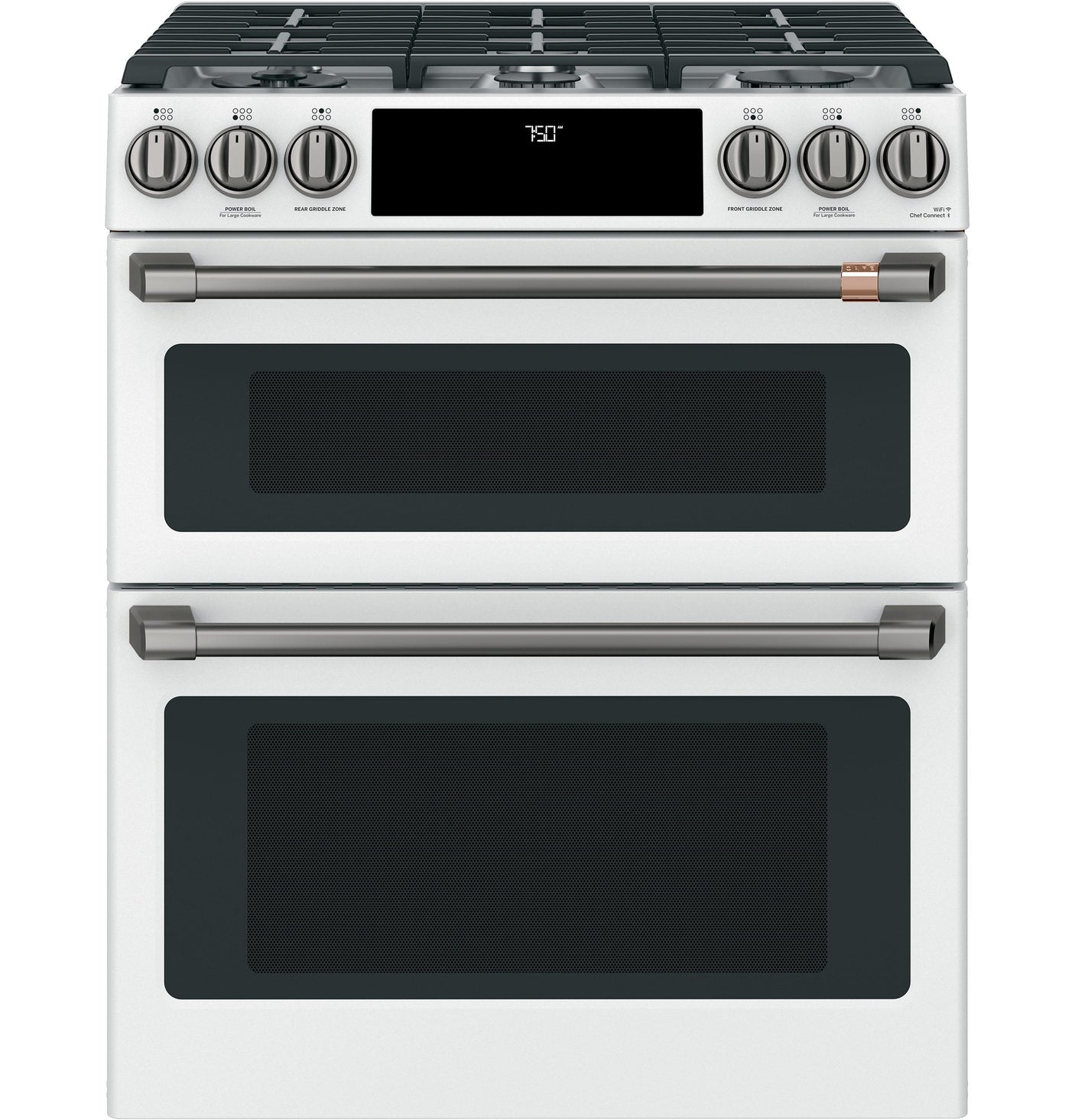 Café™ 30" Smart Slide-In, Front-Control, Gas Double-Oven Range with Convection