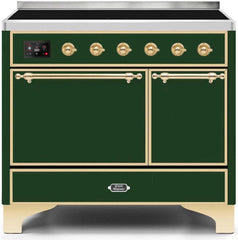 Majestic II 40 Inch Electric Freestanding Range in Emerald Green with Brass Trim