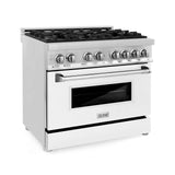 ZLINE 36 in. Dual Fuel Range with Gas Stove and Electric Oven in Stainless Steel (RA36) [Color: White Matte]