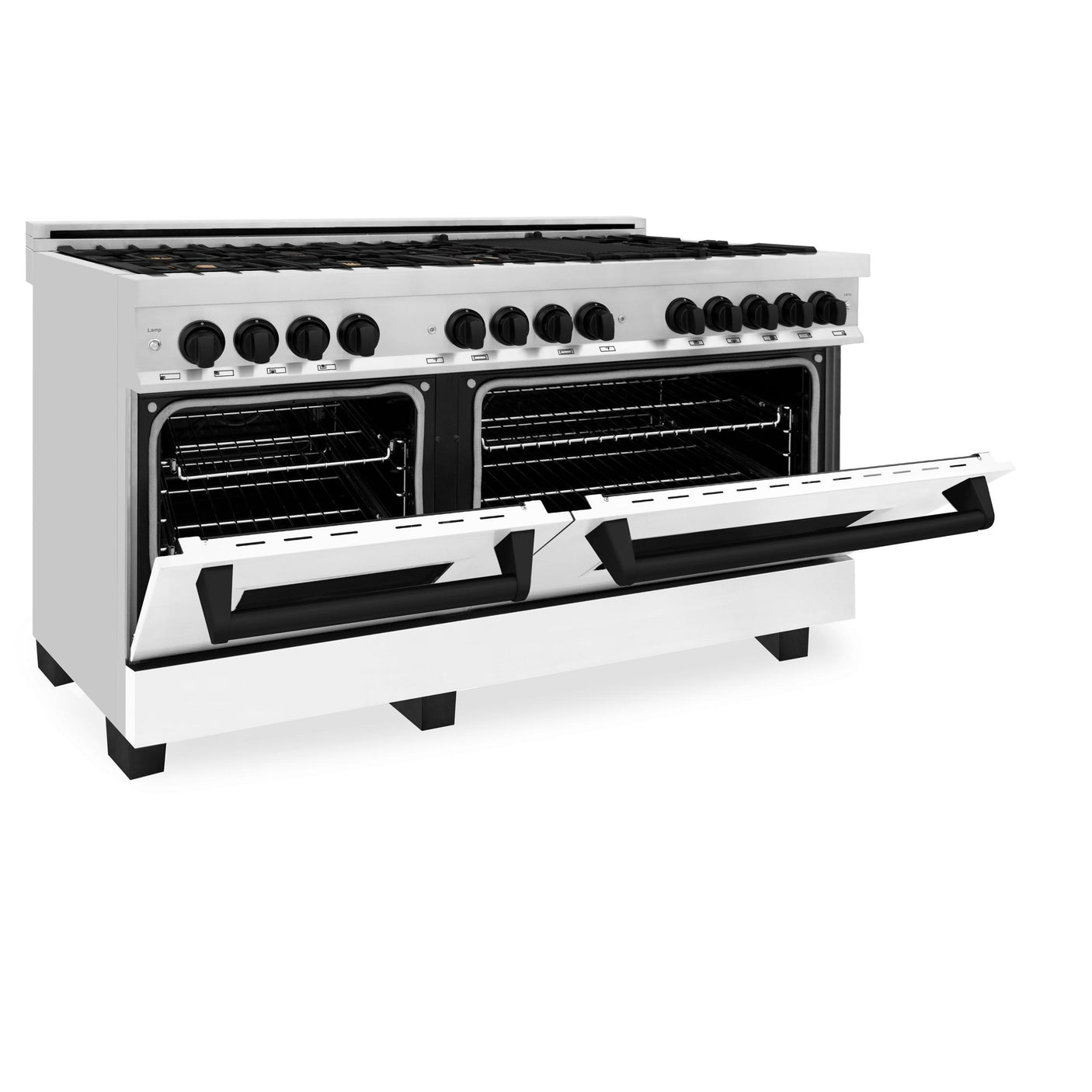 ZLINE Autograph Edition 60" 7.4 cu. ft. Dual Fuel Range with Gas Stove and Electric Oven in Stainless Steel with White Matte Door and Accents (RAZ-WM-60) [Color: Matte Black]