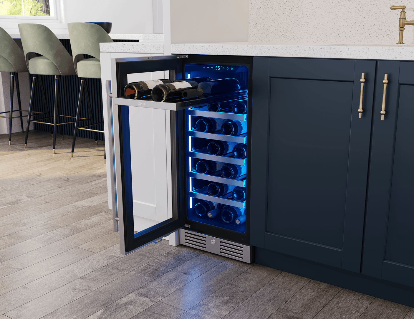 Presrv Wine Cooler, 15in UC, SS+Gls, Rvs Door, 1Z