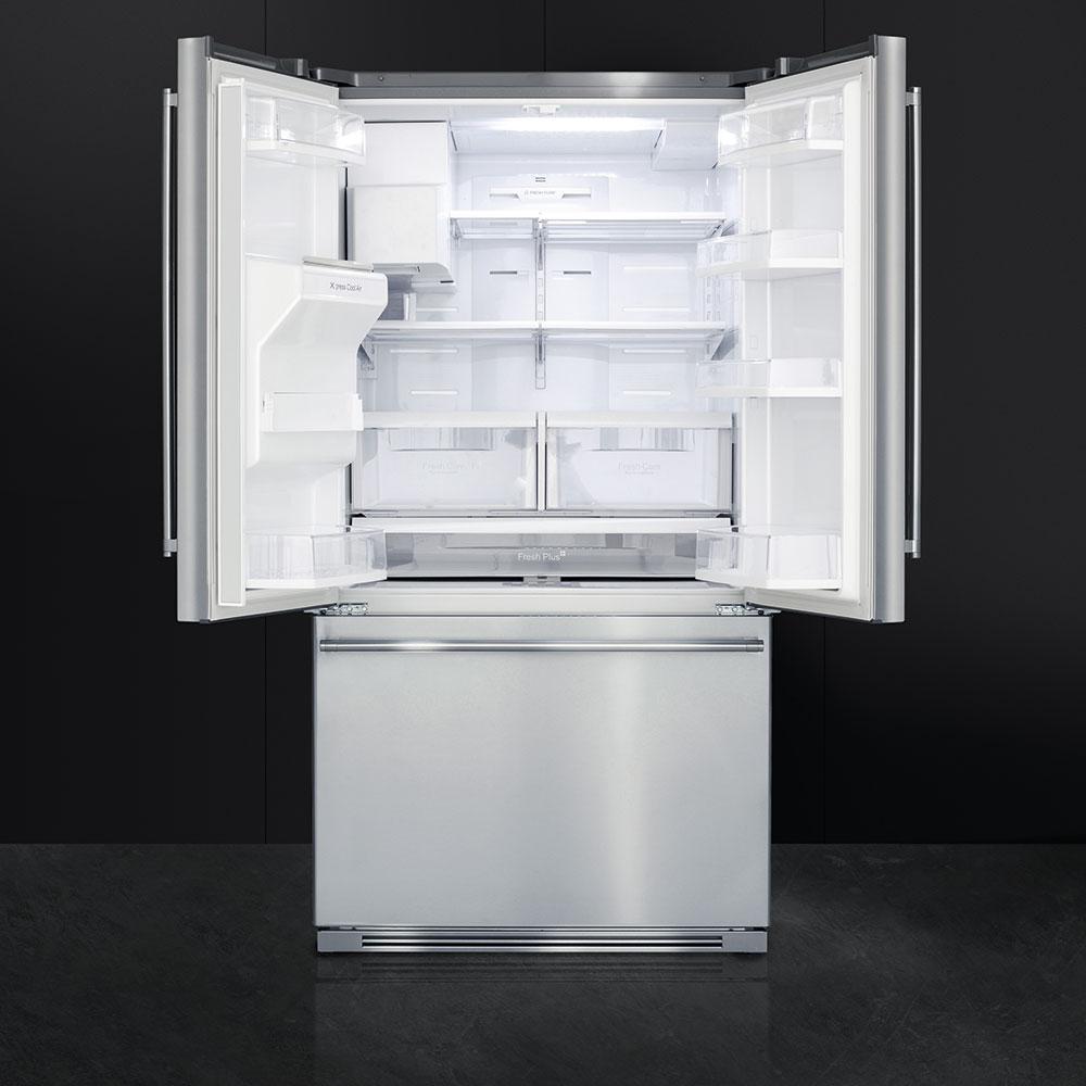 90 CM (Approx 36"), French-Door Refrigerator/Freezer, 2 doors & 1 drawer, Stainless Steel