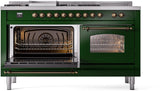 Nostalgie II 60 Inch Dual Fuel Natural Gas Freestanding Range in Emerald Green with Bronze Trim