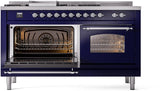 Nostalgie II 60 Inch Dual Fuel Liquid Propane Freestanding Range in Blue with Chrome Trim