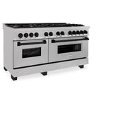 ZLINE Autograph Edition 60 in. 7.4 cu. ft. Dual Fuel Range with Gas Stove and Electric Oven in DuraSnow Stainless Steel with Accents (RASZ-SN-60)