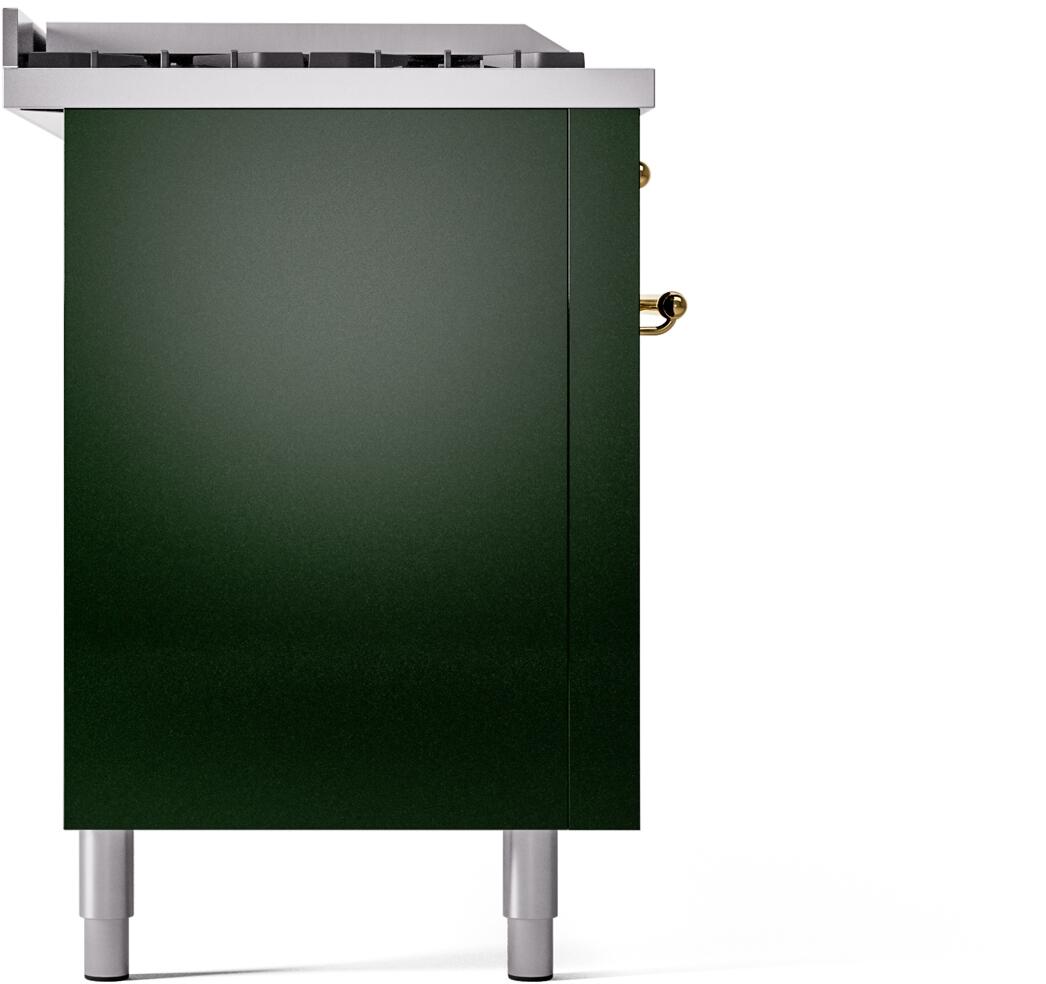 Nostalgie II 60 Inch Dual Fuel Liquid Propane Freestanding Range in Emerald Green with Brass Trim