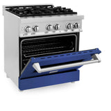 ZLINE 30 in. Dual Fuel Range with Gas Stove and Electric Oven in Stainless Steel (RA30) [Color: Blue Matte]