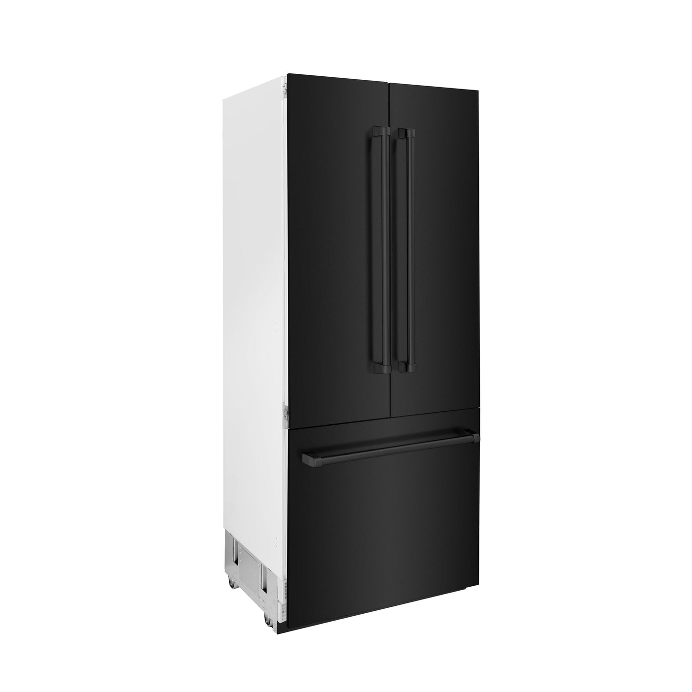 ZLINE 36" 19.6 cu. ft. Built-In 3-Door French Door Freezer Refrigerator with Internal Water and Ice Dispenser in Black Stainless Steel (RBIV-BS-36)