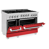 ZLINE 48" 6.0 cu. ft. Range with Gas Stove and Gas Oven in ZLINE DuraSnow Stainless Steel® (RGS-SN-48) [Color: Red Matte]