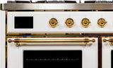 Majestic II 40 Inch Dual Fuel Liquid Propane Freestanding Range in White with Brass Trim