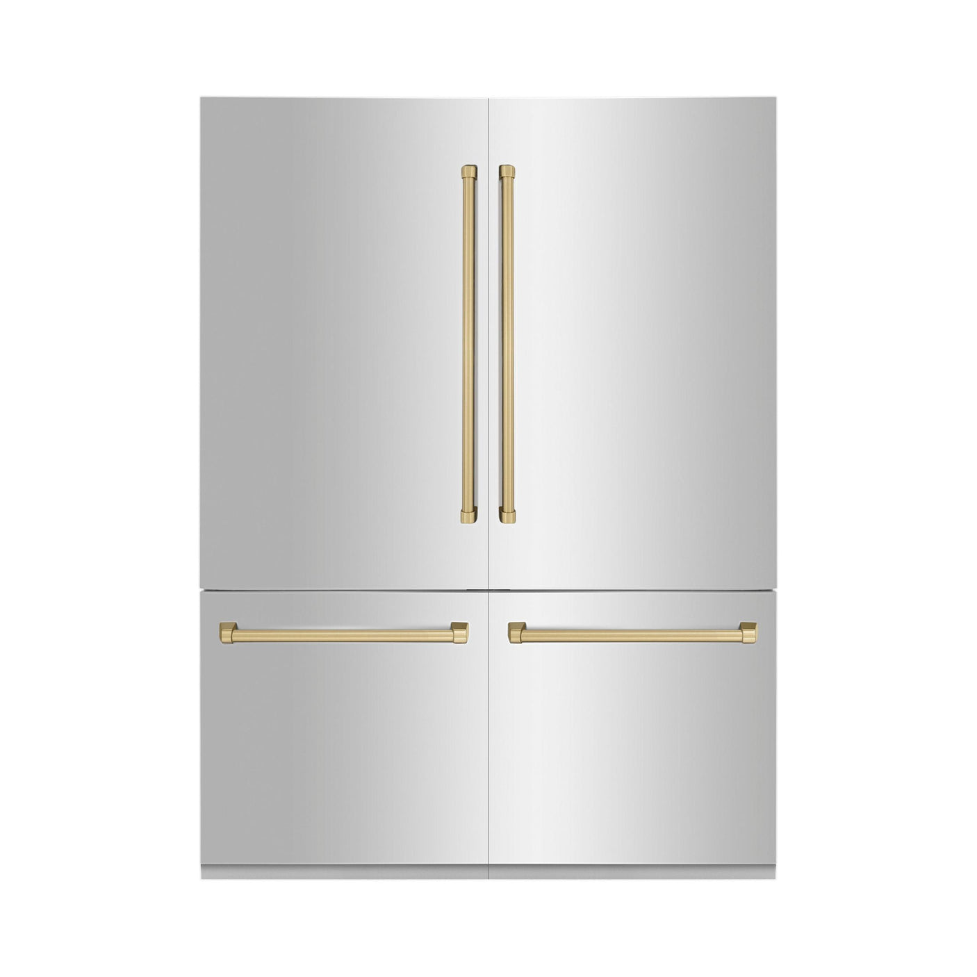 ZLINE 60" Autograph Edition 32.2 cu. ft. Built-in 4-Door French Door Refrigerator with Internal Water and Ice Dispenser in Stainless Steel with Champagne Bronze Accents (RBIVZ-304-60-CB)