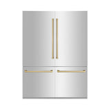 ZLINE 60" Autograph Edition 32.2 cu. ft. Built-in 4-Door French Door Refrigerator with Internal Water and Ice Dispenser in Stainless Steel with Champagne Bronze Accents (RBIVZ-304-60-CB)