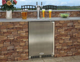 Outdoor 24" Single Tap Built In Beer Dispenser with Stainless Steel Door - Solid Stainless Steel Door With Lock - Right Hinge