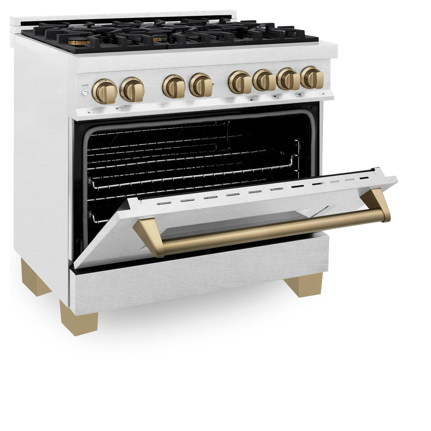 ZLINE Autograph Edition 36 in. 4.6 cu. ft. Dual Fuel Range with Gas Stove and Electric Oven in DuraSnow Stainless Steel with Accents (RASZ-SN-36) [Color: Champagne Bronze]