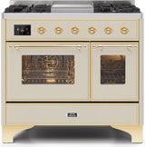 Majestic II 40 Inch Dual Fuel Natural Gas Freestanding Range in Antique White with Brass Trim