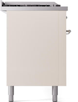 Nostalgie II 60 Inch Dual Fuel Natural Gas Freestanding Range in Antique White with Chrome Trim