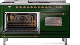 Nostalgie II 60 Inch Dual Fuel Liquid Propane Freestanding Range in Emerald Green with Brass Trim