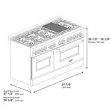 ZLINE 60 in. 7.4 cu. ft. Dual Fuel Range with Gas Stove and Electric Oven in DuraSnow Stainless Steel and Colored Door Options (RAS-60) [Color: DuraSnow Stainless Steel]