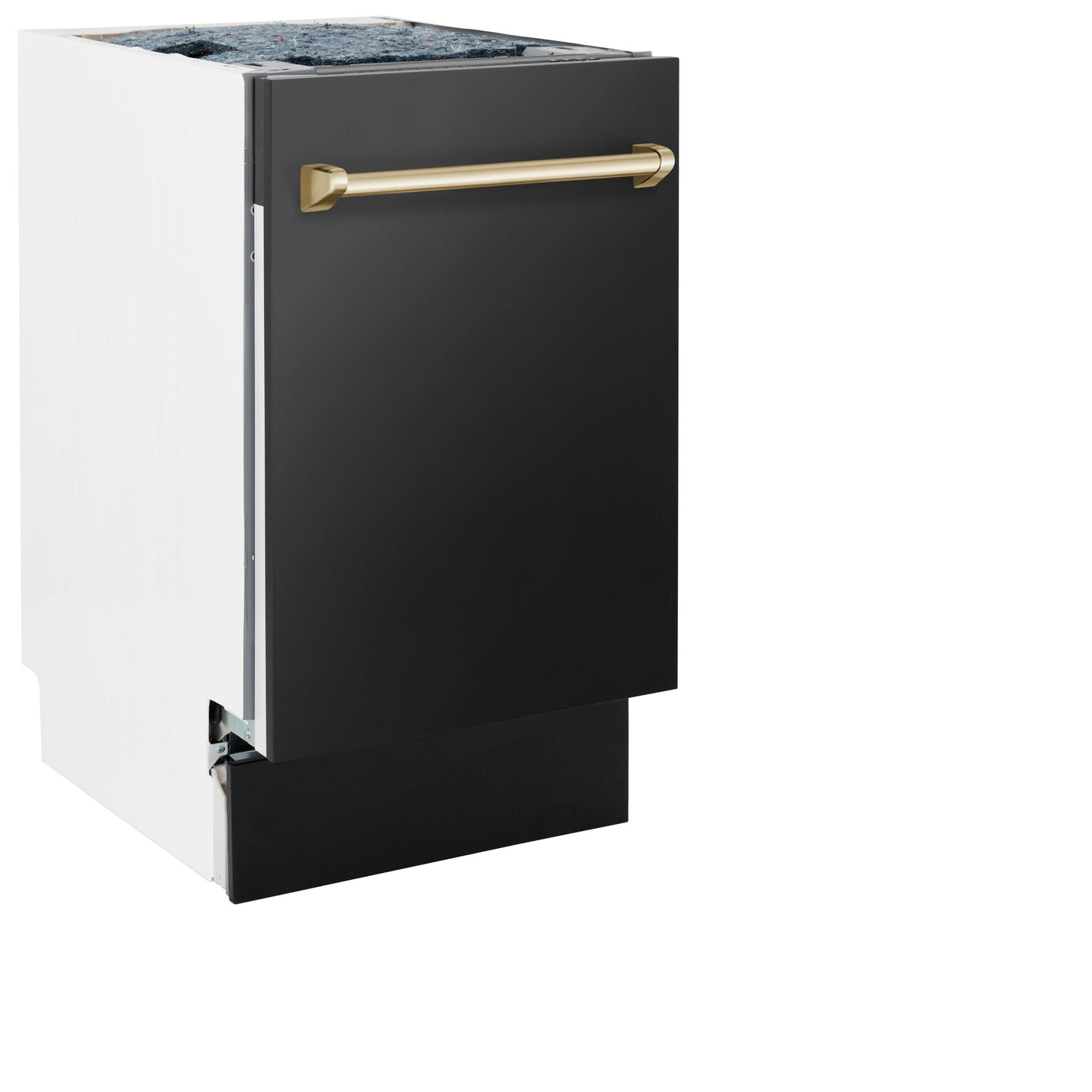 ZLINE Autograph Edition 18 Compact 3rd Rack Top Control Dishwasher in Black Stainless Steel with Accent Handle, 51dBa (DWVZ-BS-18) [Color: Gold]