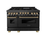 ZLINE Autograph Edition 48" 6.0 cu. ft. Range with Gas Stove and Gas Oven in Black Stainless Steel with Accents (RGBZ-48) [Color: Champagne Bronze]