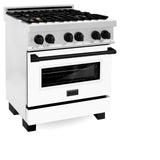 ZLINE Autograph Edition 30" 4.0 cu. ft. Dual Fuel Range with Gas Stove and Electric Oven in DuraSnow Stainless Steel with White Matte Door and Accents (RASZ-WM-30) [Color: Matte Black]