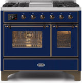 Majestic II 40 Inch Dual Fuel Liquid Propane Freestanding Range in Blue with Bronze Trim