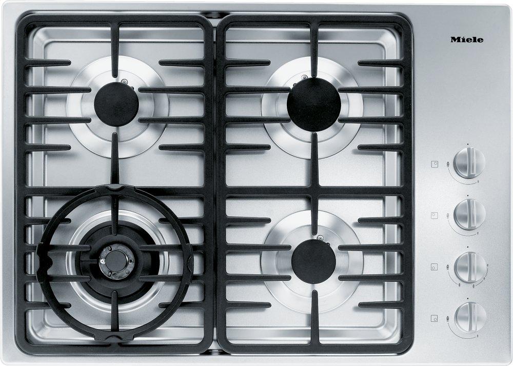 KM 3465 G - 30-inch gas cooktop with a dual wok burner for particularly wide ranging burner capacity.