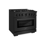 ZLINE 36 in. 5.2 cu. ft. Select Gas Range with 6 Burner Cooktop and Convection Gas Oven in Black Stainless Steel (HGRB-36)