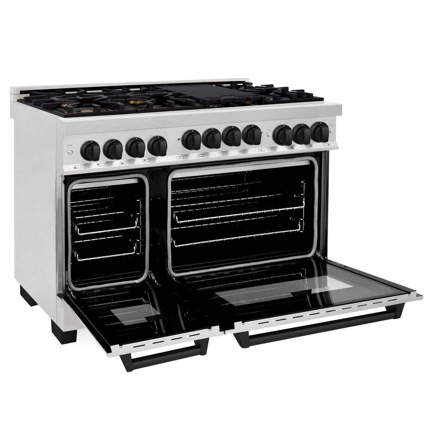 ZLINE Autograph Edition 48" 6.0 cu. ft. Range with Gas Stove and Gas Oven in DuraSnow Stainless Steel with Accents (RGSZ-SN-48) [Color: Matte Black]